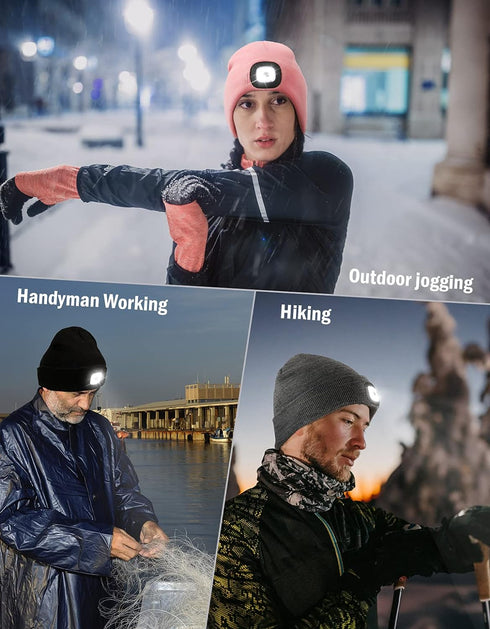 LED Beanie Hat Hands-Free Headlamp for Men Perfect Camping Gift